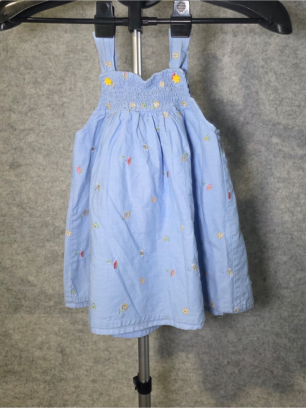 Baby Togs Light Blue Smocked Sundress with Floral Embroidery Size 24 Months